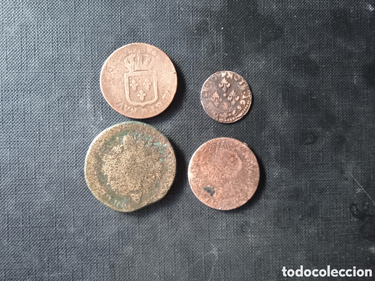 Material numism&aacute;tico: Conjunto de 4 monedas de Louis XVI 1640,s - Foto 2