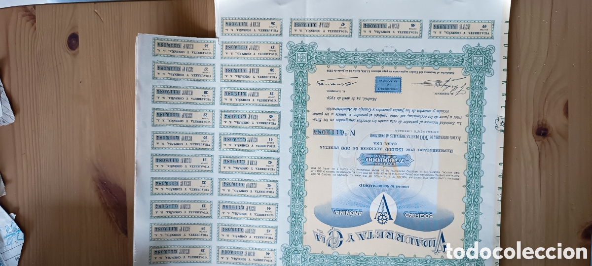 Material numism&aacute;tico: Acciones vidaurreta - Foto 3