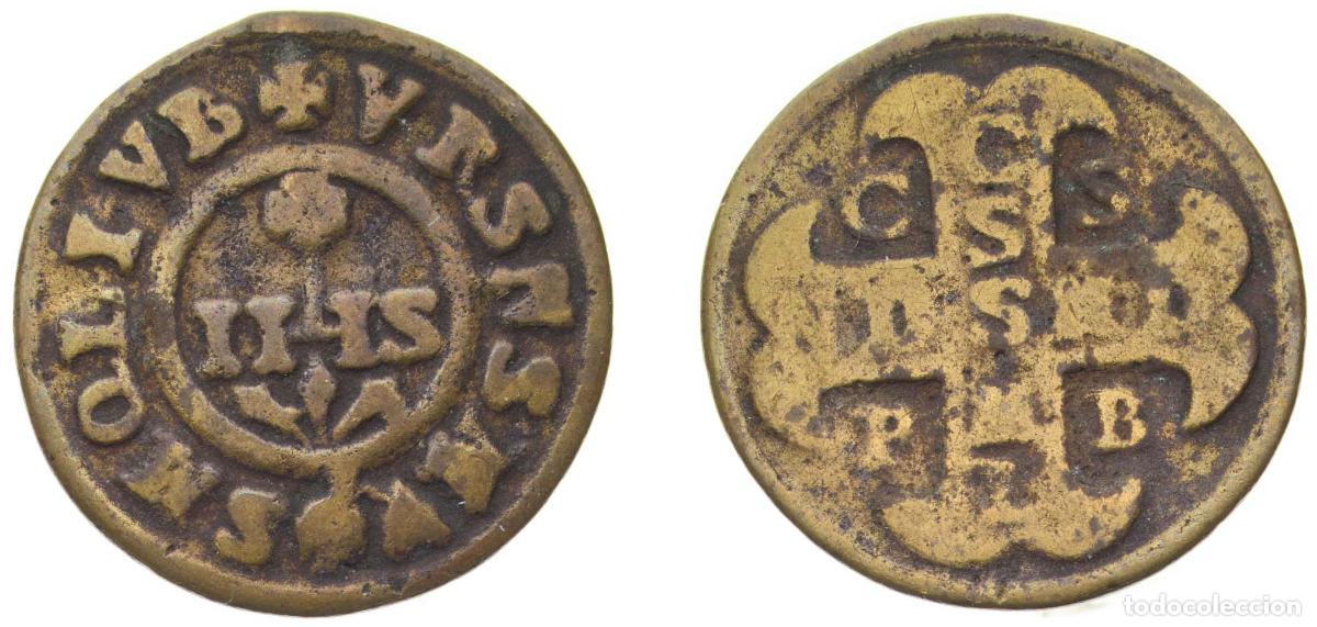 Numismatisches Material: Italy Italian states 17th Century Medal - Montecassino Abbey Copper 3.17g VF