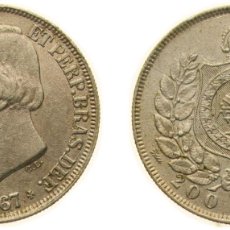 Material numismático: BRAZIL EMPIRE 1867 200 RÉIS - PEDRO II SILVER (.835) 2.5G XF KM 471