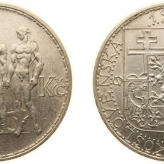 Material numismático: CZECHOSLOVAKIA FIRST REPUBLIC 1934 20 KORUN SILVER (.700) KREMNICA MINT (3280000) 12G AU KM 17 SCHÖ