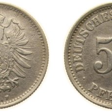 Material numismático: GERMANY SECOND EMPIRE 1875 F RARE 50 PFENNIG - WILHELM I (TYPE 1 - LARGE SHIELD) SILVER (.900) STUT