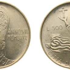 Material numismático: VATICAN CITY CITY STATE 1969 500 LIRE - PAUL VI SILVER (.835) ROME MINT (110000) 11G UNC KM 115