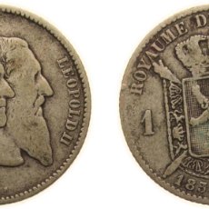 Material numismático: BELGIUM KINGDOM 1880 1 FRANC - LEOPOLD II (INDEPENDENCE) SILVER (.835) (16.5% COPPER) BRUSSELS MINT
