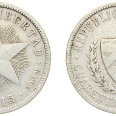 Material numismático: CUBA FIRST REPUBLIC 1915 40 CENTAVOS SILVER (.900) PHILADELPHIA MINT 10G VF KM 14 Y 8