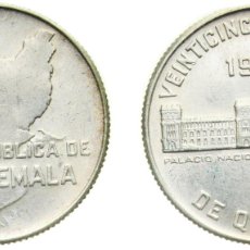 Material numismático: GUATEMALA REPUBLIC 1943 25 CENTAVOS SILVER (.720) PHILADELPHIA MINT (900000) 8.333G UNC KM 253
