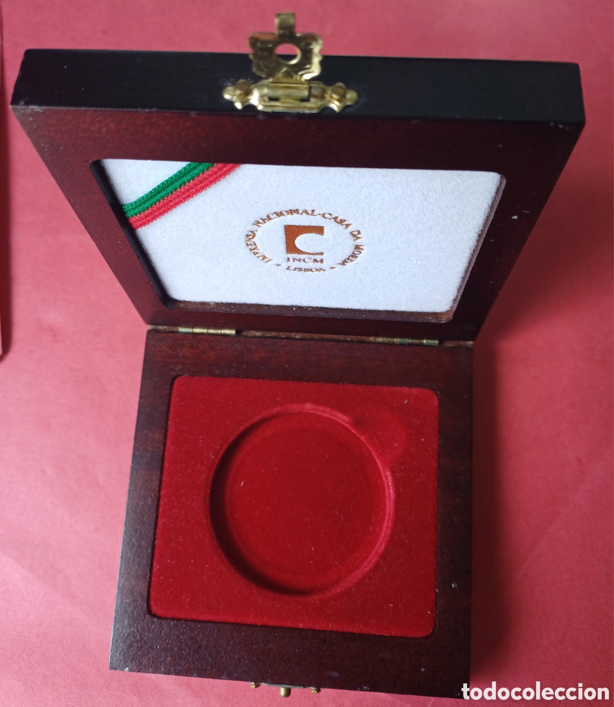 Material numism&aacute;tico: Estuche de madera para moneda o medalla - Foto 1