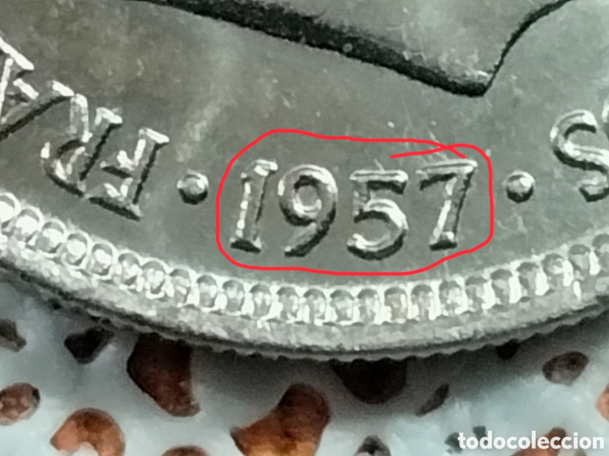 Material numism&aacute;tico: Moneda 5 pesetas Franco 1957*75 - Foto 2