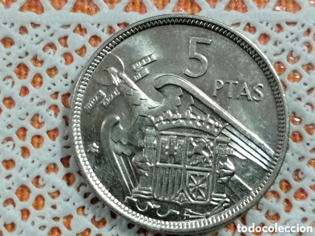 Material numism&aacute;tico: Moneda 5 pesetas Franco 1957*75 - Foto 3