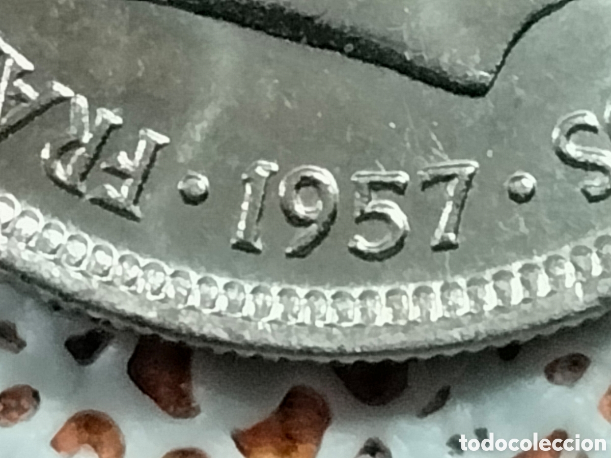 Material numism&aacute;tico: Moneda 5 pesetas Franco 1957*75 - Foto 8