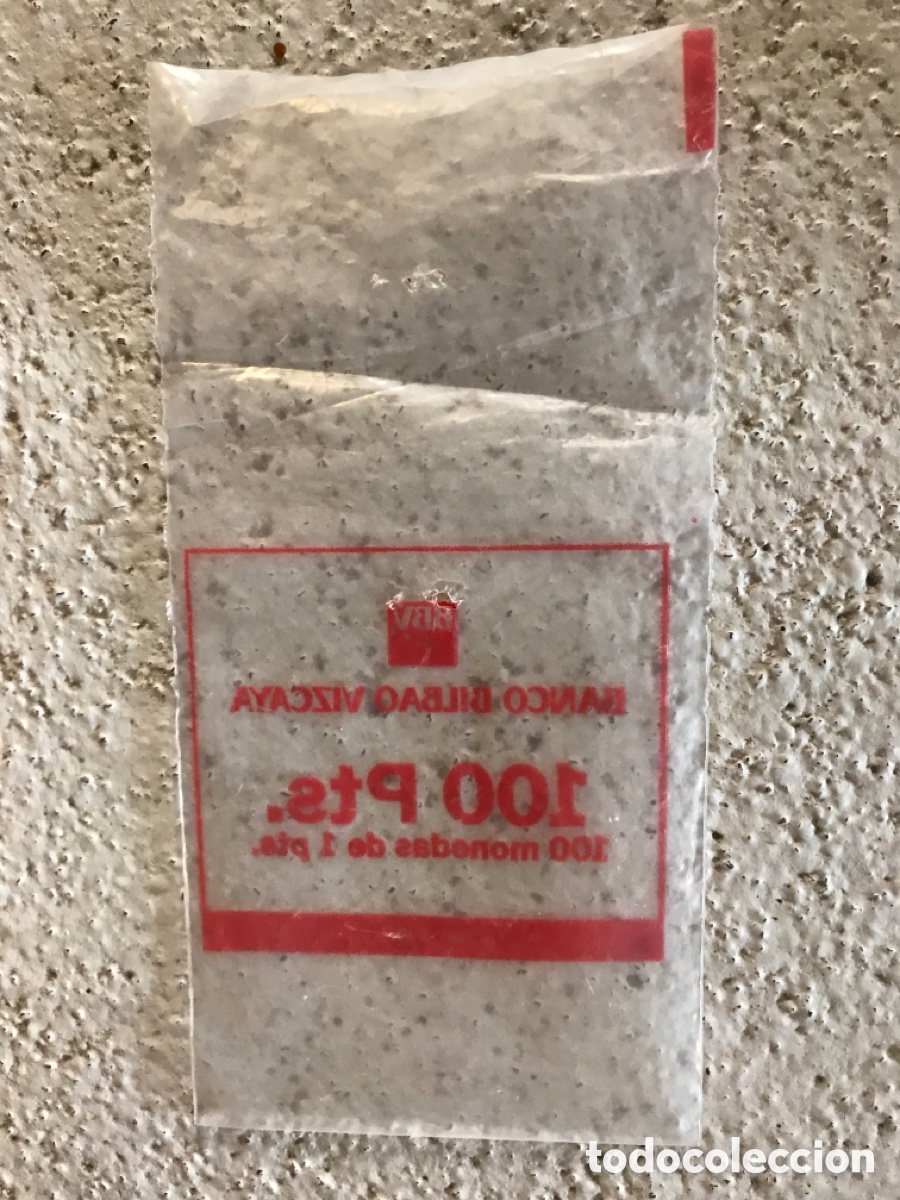 Material numism&aacute;tico: Bolsa pl&aacute;stico - BBV- para monedas. 100 pts, 100 modedas de 1 pts. - Foto 3