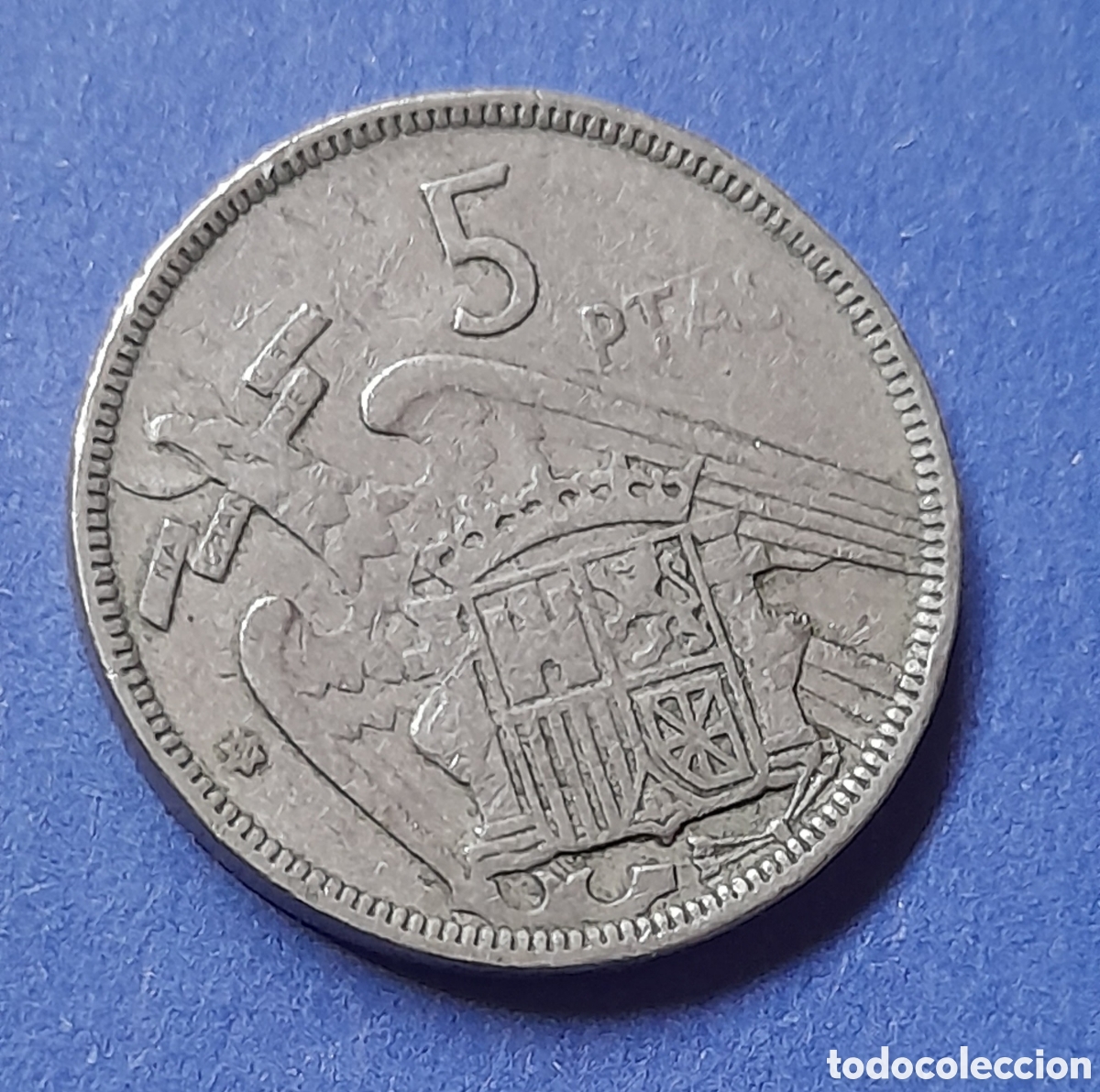 Material numism&aacute;tico: Moneda cinco pesetas - Foto 2