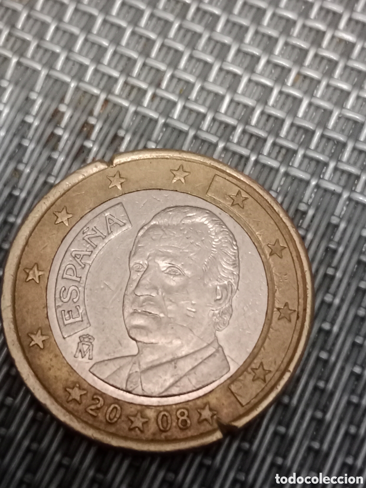 Material numism&aacute;tico: Moneda de 1 euro Espa&ntilde;a 2008 mal Acu&ntilde;ada - Foto 1