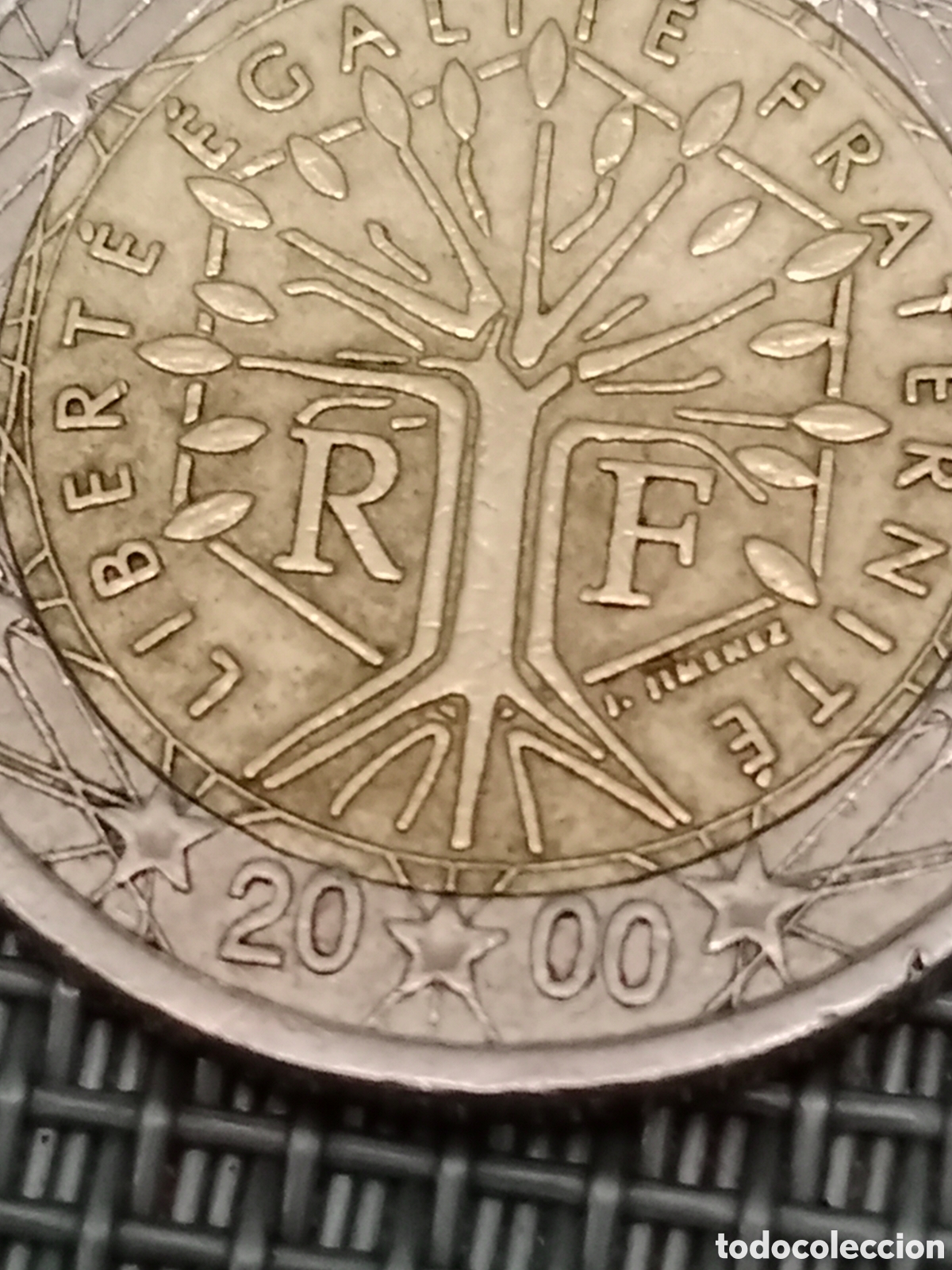 Material numism&aacute;tico: Moneda de 2 euros Francia A&ntilde;o 2000 mal Acu&ntilde;ada - Foto 5