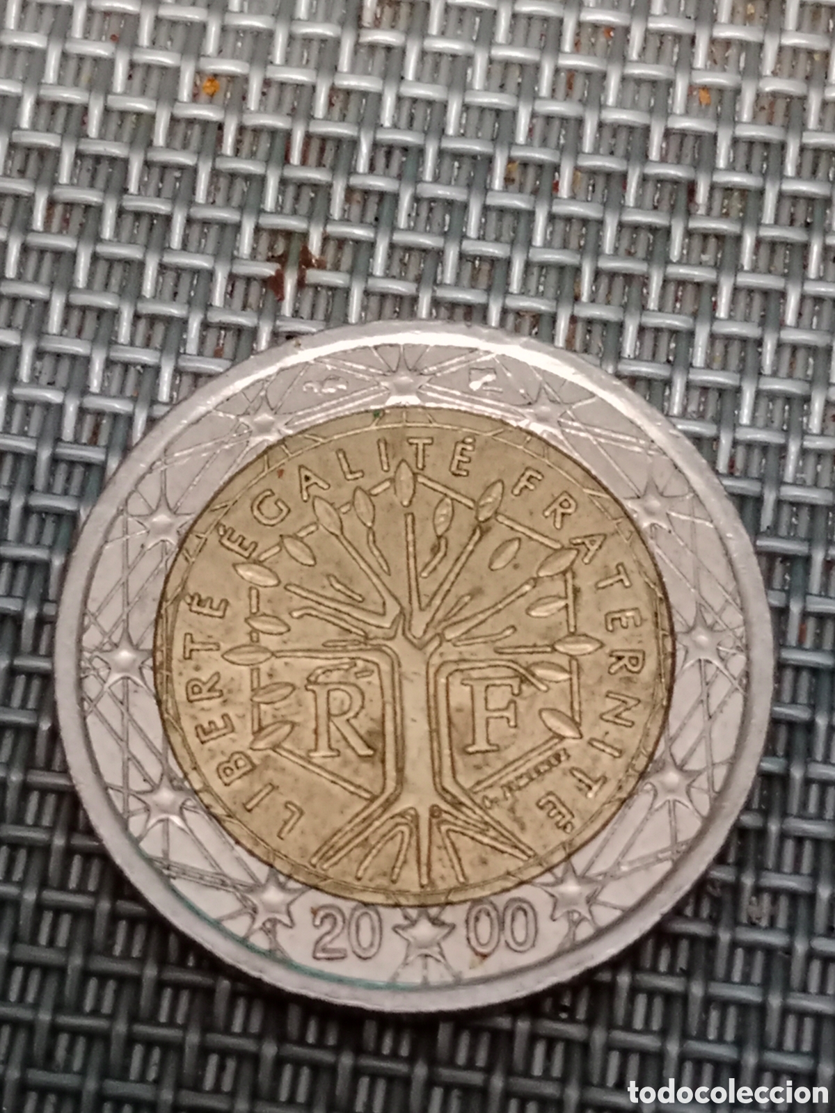 Material numism&aacute;tico: Moneda de 2 euros Francia A&ntilde;o 2000 mal Acu&ntilde;ada - Foto 1