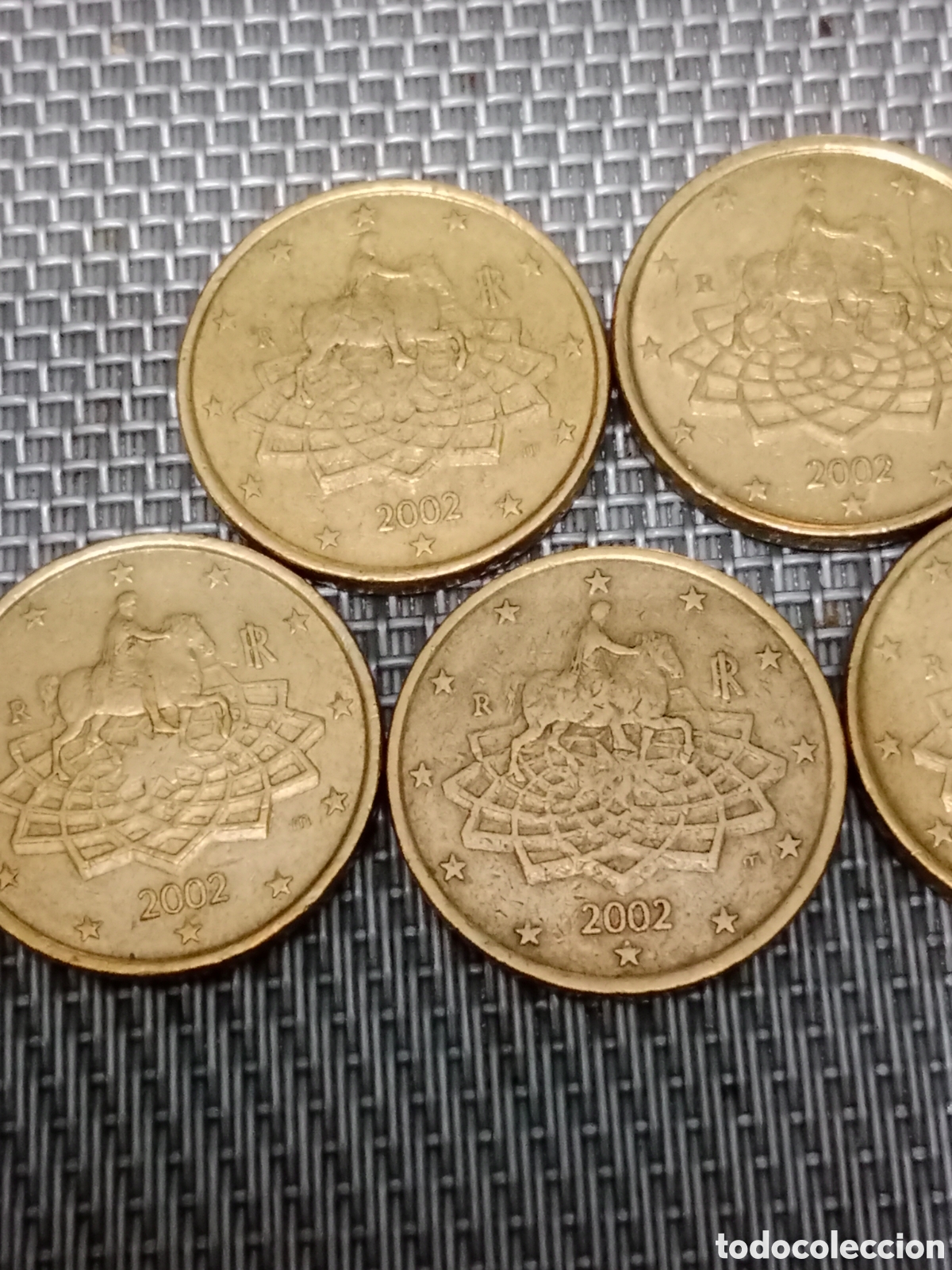 Material numism&aacute;tico: 7 Monedas de 50 c&eacute;ntimos Italia 2002 - Foto 2
