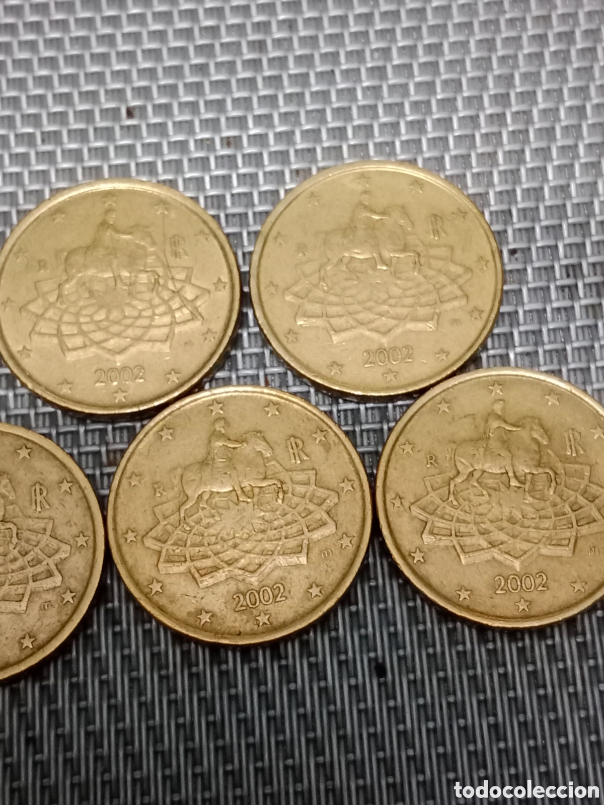 Material numism&aacute;tico: 7 Monedas de 50 c&eacute;ntimos Italia 2002 - Foto 3