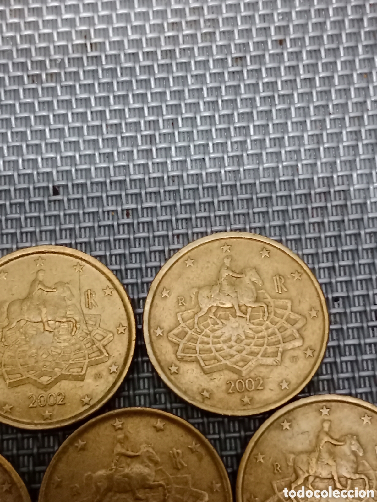 Material numism&aacute;tico: 7 Monedas de 50 c&eacute;ntimos Italia 2002 - Foto 4