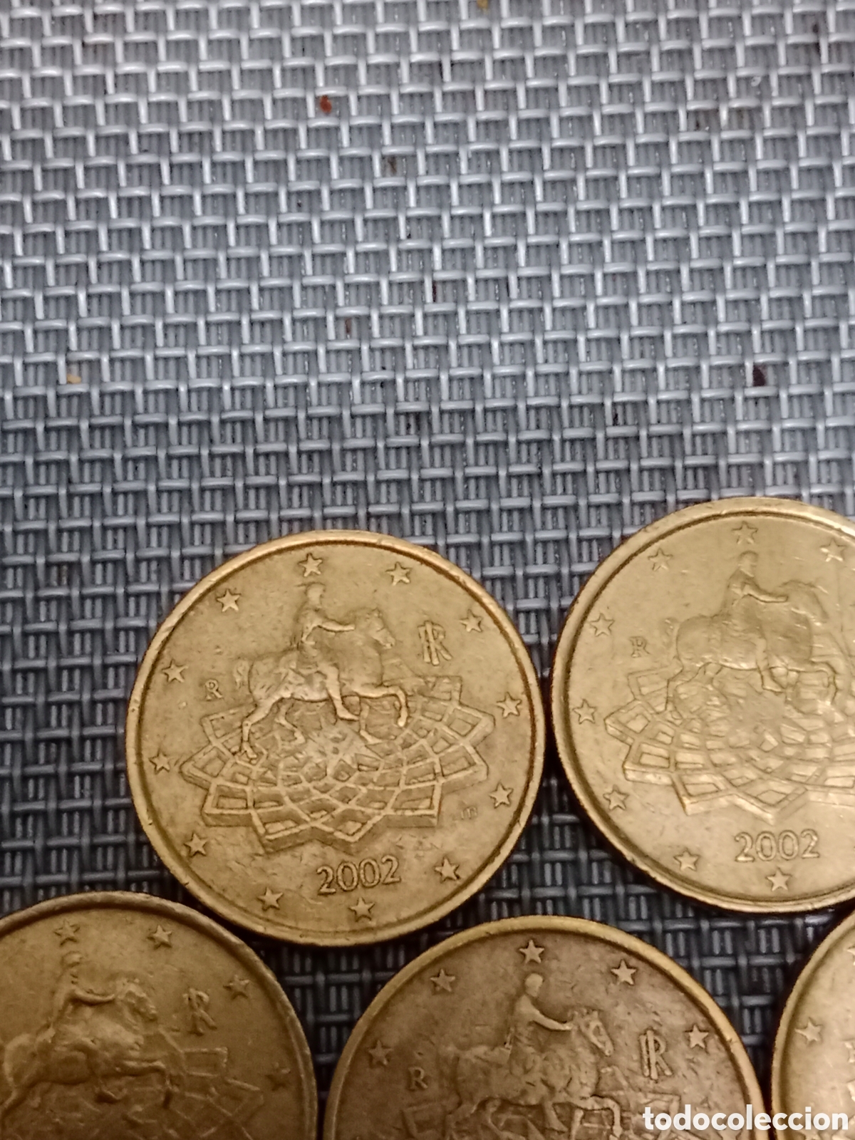 Material numism&aacute;tico: 7 Monedas de 50 c&eacute;ntimos Italia 2002 - Foto 6