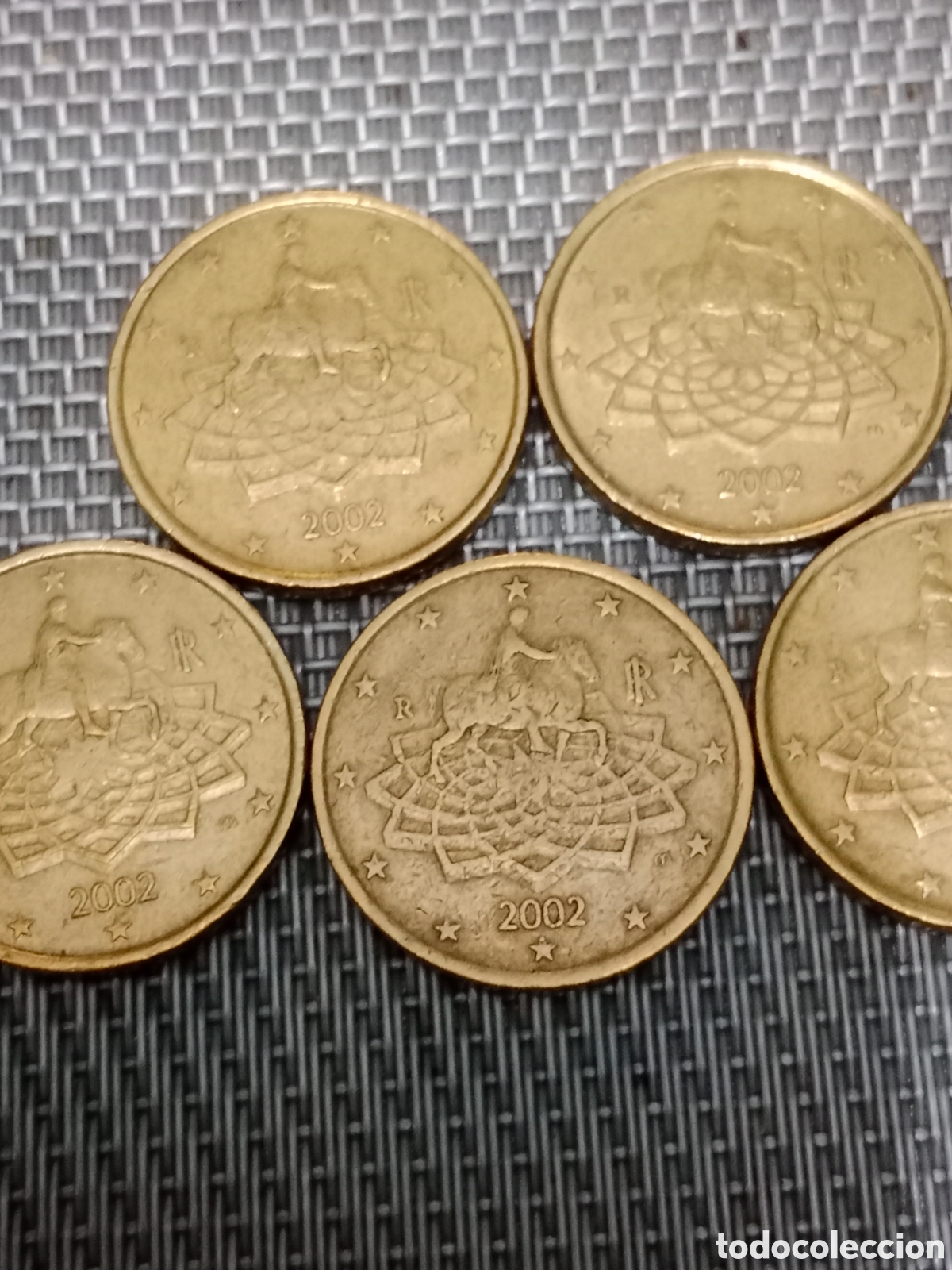 Material numism&aacute;tico: 7 Monedas de 50 c&eacute;ntimos Italia 2002 - Foto 8