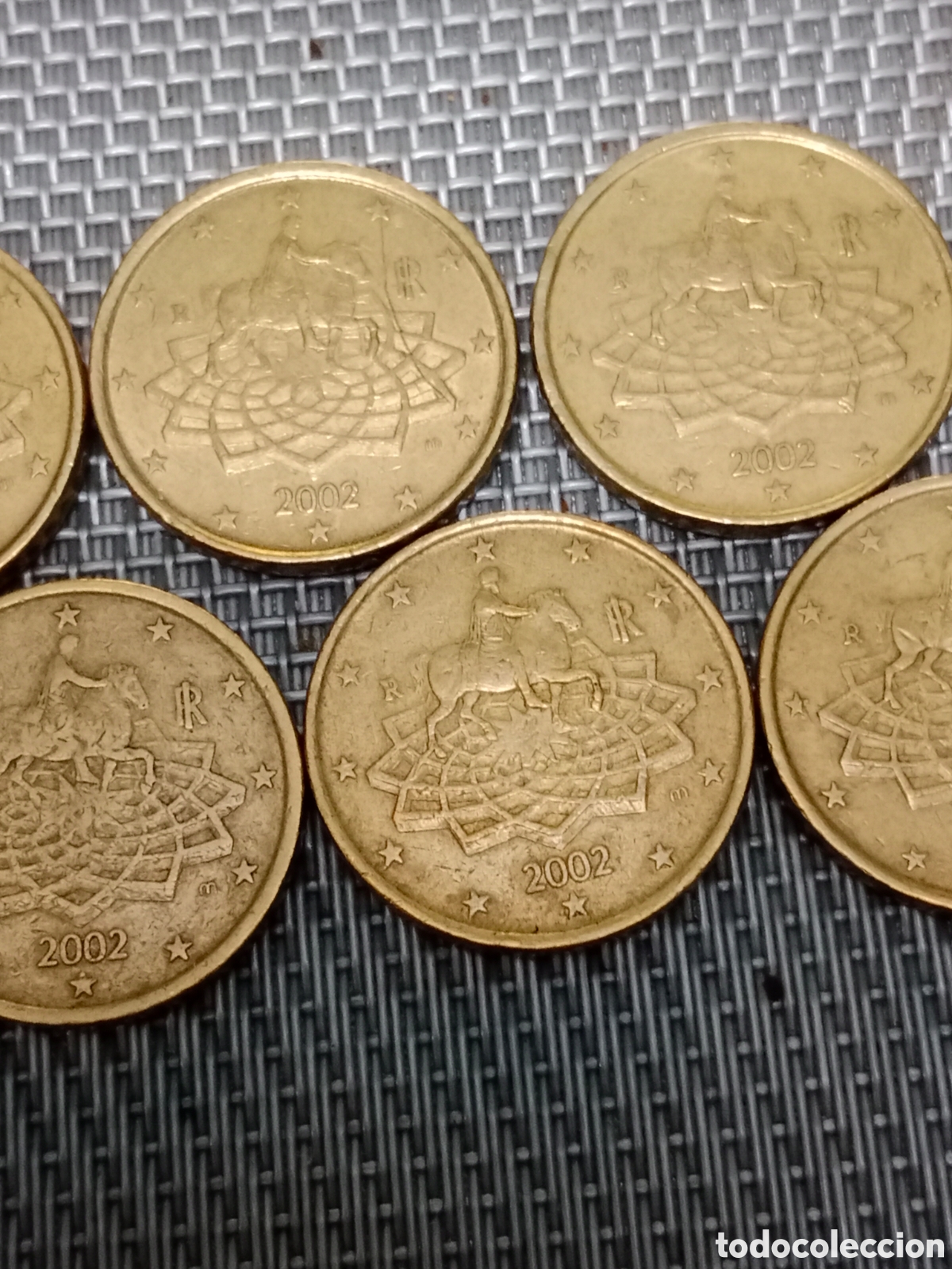 Material numism&aacute;tico: 7 Monedas de 50 c&eacute;ntimos Italia 2002 - Foto 9