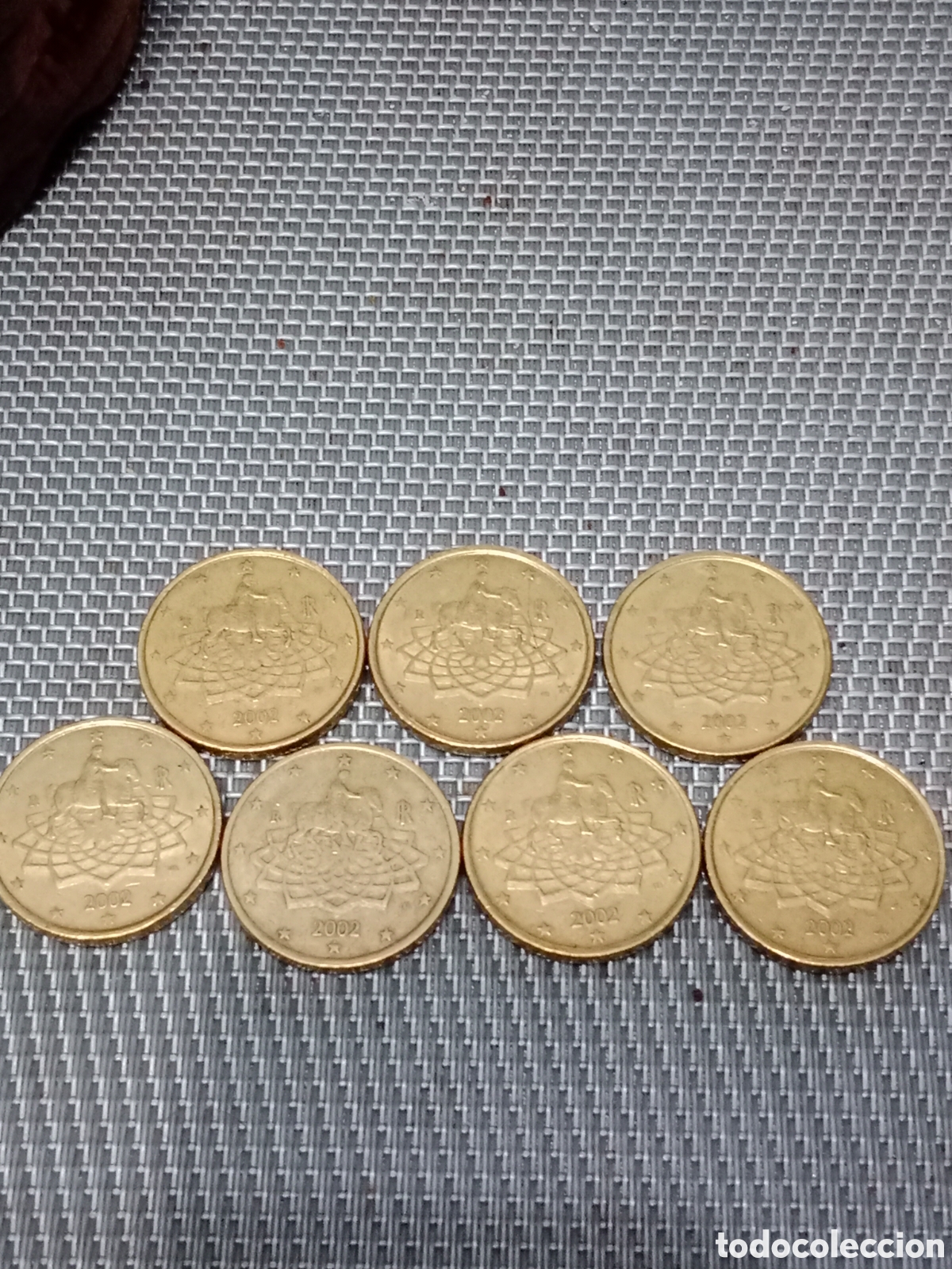 Material numism&aacute;tico: 7 Monedas de 50 c&eacute;ntimos Italia 2002 - Foto 1