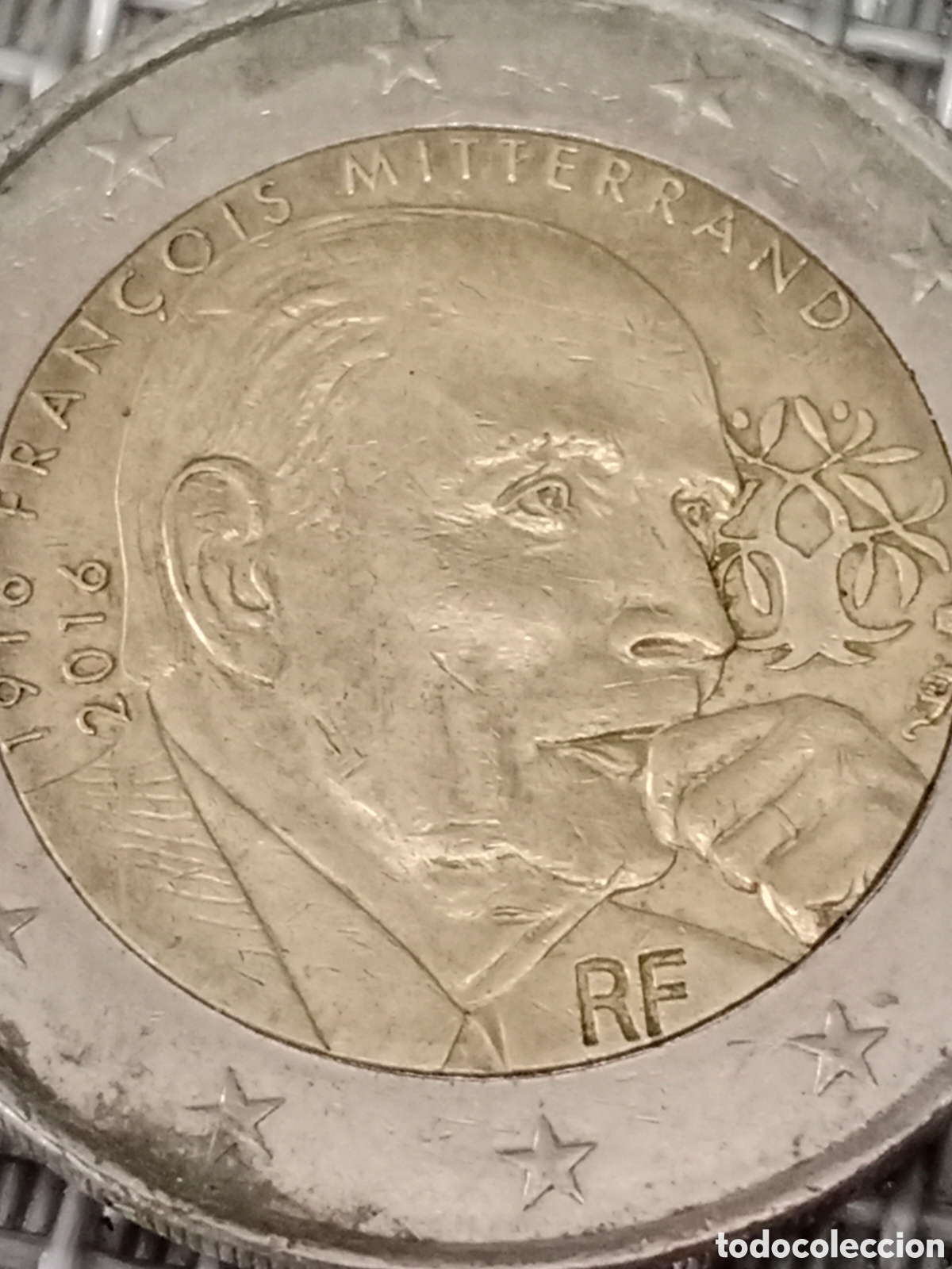 Material numism&aacute;tico: Moneda de 2 euros Francois Mitterrand 1916/2016 - Foto 2