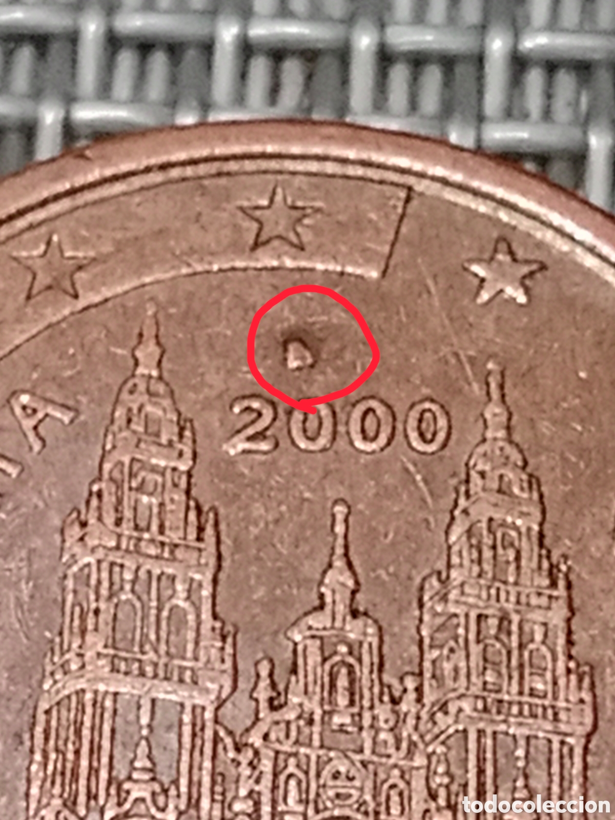 Material numism&aacute;tico: Moneda de 5 c&eacute;ntimos Espa&ntilde;a a&ntilde;o 2000 exceso de metal - Foto 1