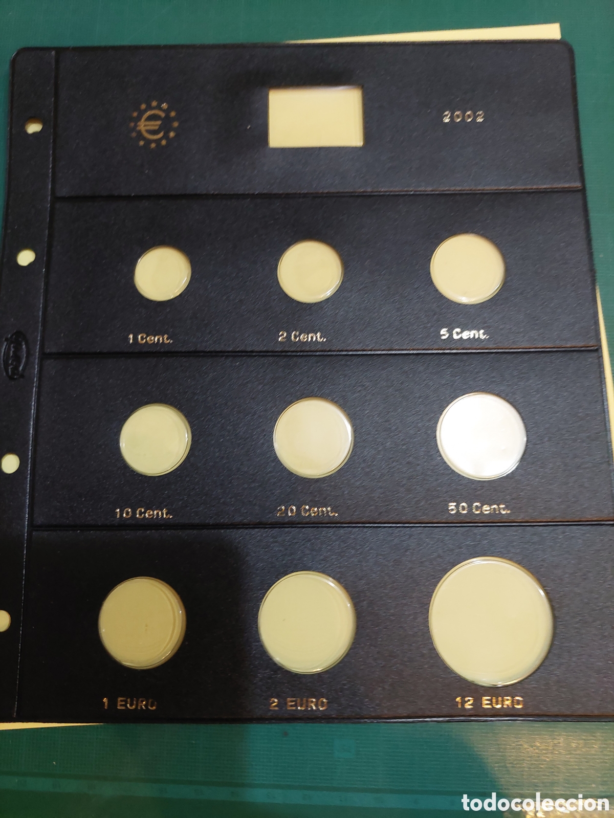 Material numism&aacute;tico: HOJAS PARDO PARA COLOCAR MONEDAS ESPA&Ntilde;A 2002 - Foto 1