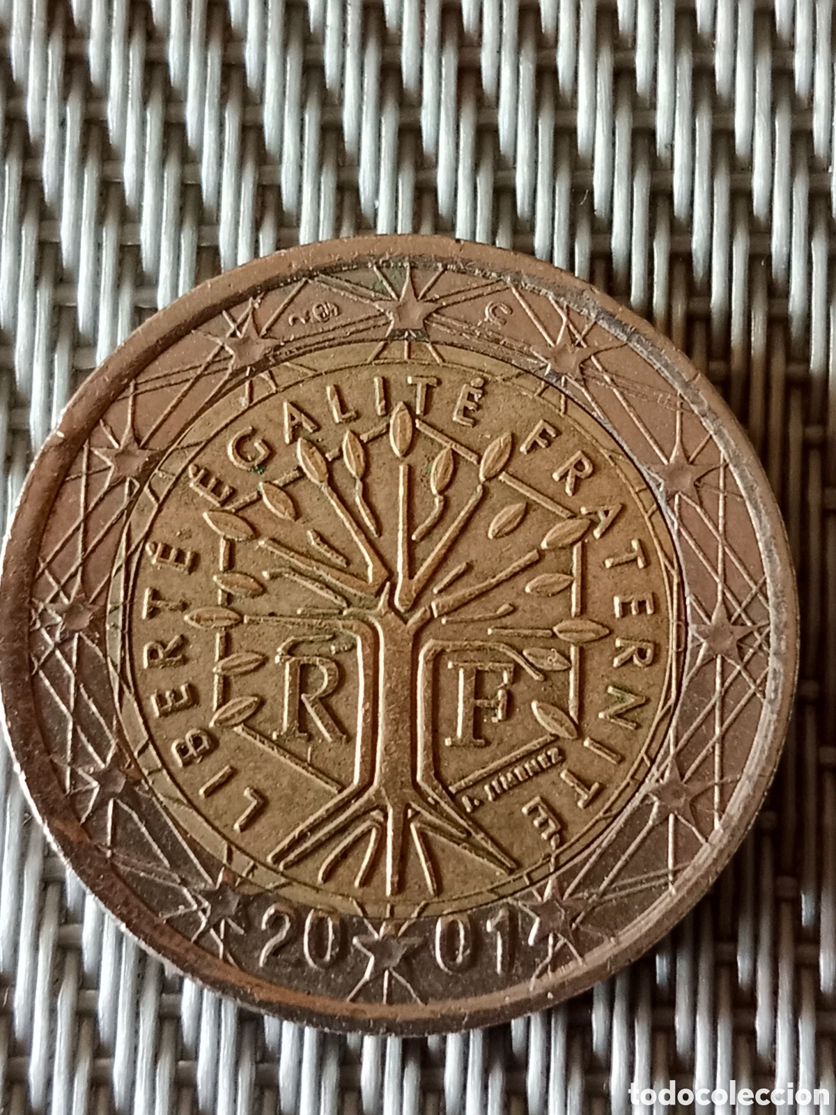Material numism&aacute;tico: Moneda de 2 euros Francia 2001 mal Acu&ntilde;ada - Foto 2