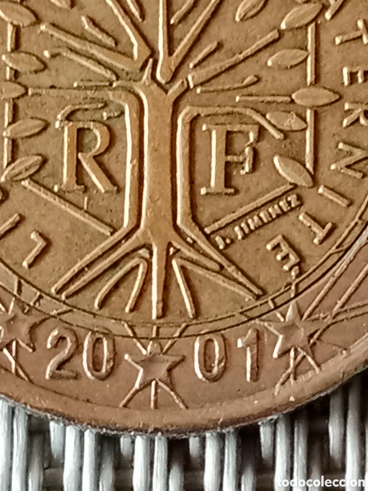 Material numism&aacute;tico: Moneda de 2 euros Francia 2001 mal Acu&ntilde;ada - Foto 3