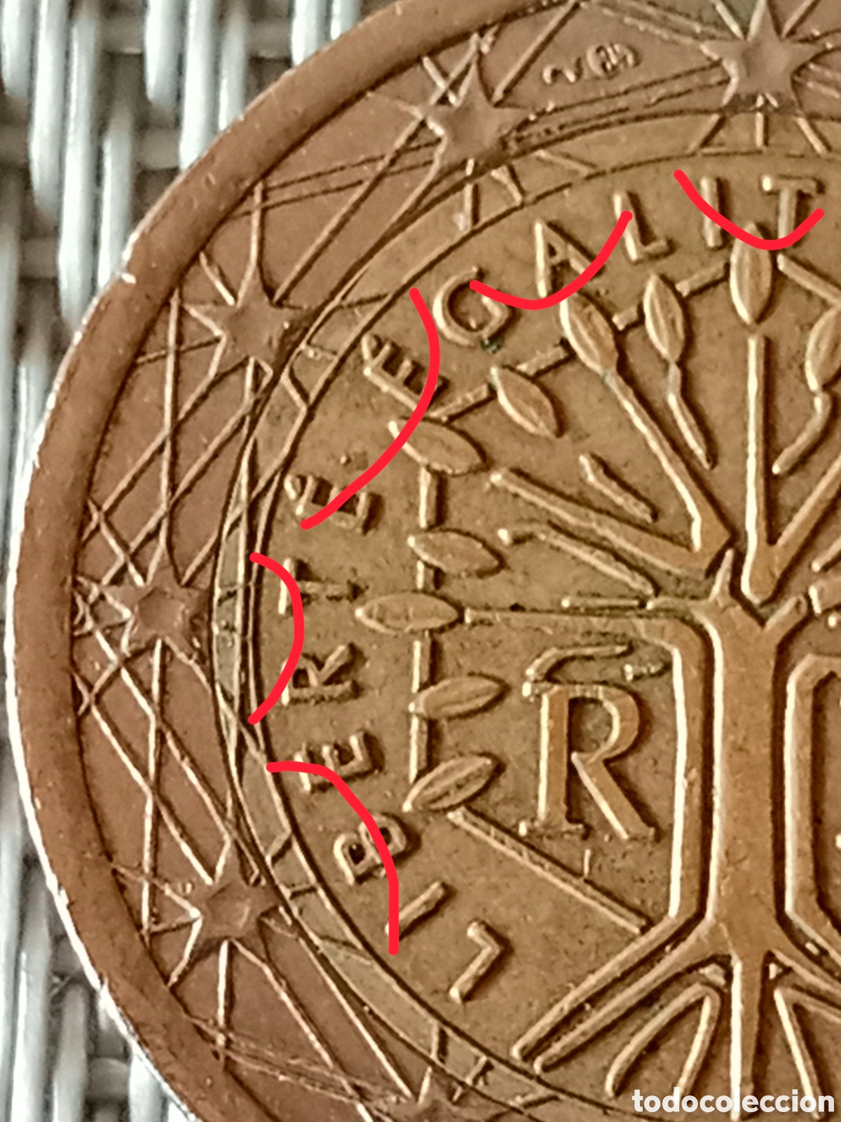 Material numism&aacute;tico: Moneda de 2 euros Francia 2001 mal Acu&ntilde;ada - Foto 5