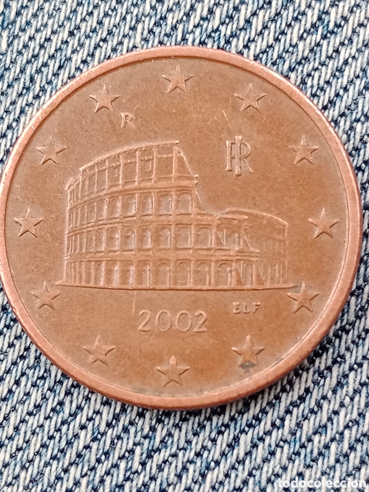 Material numism&aacute;tico: Moneda de 5 c&eacute;ntimos 2002 Italia exceso de metal - Foto 3