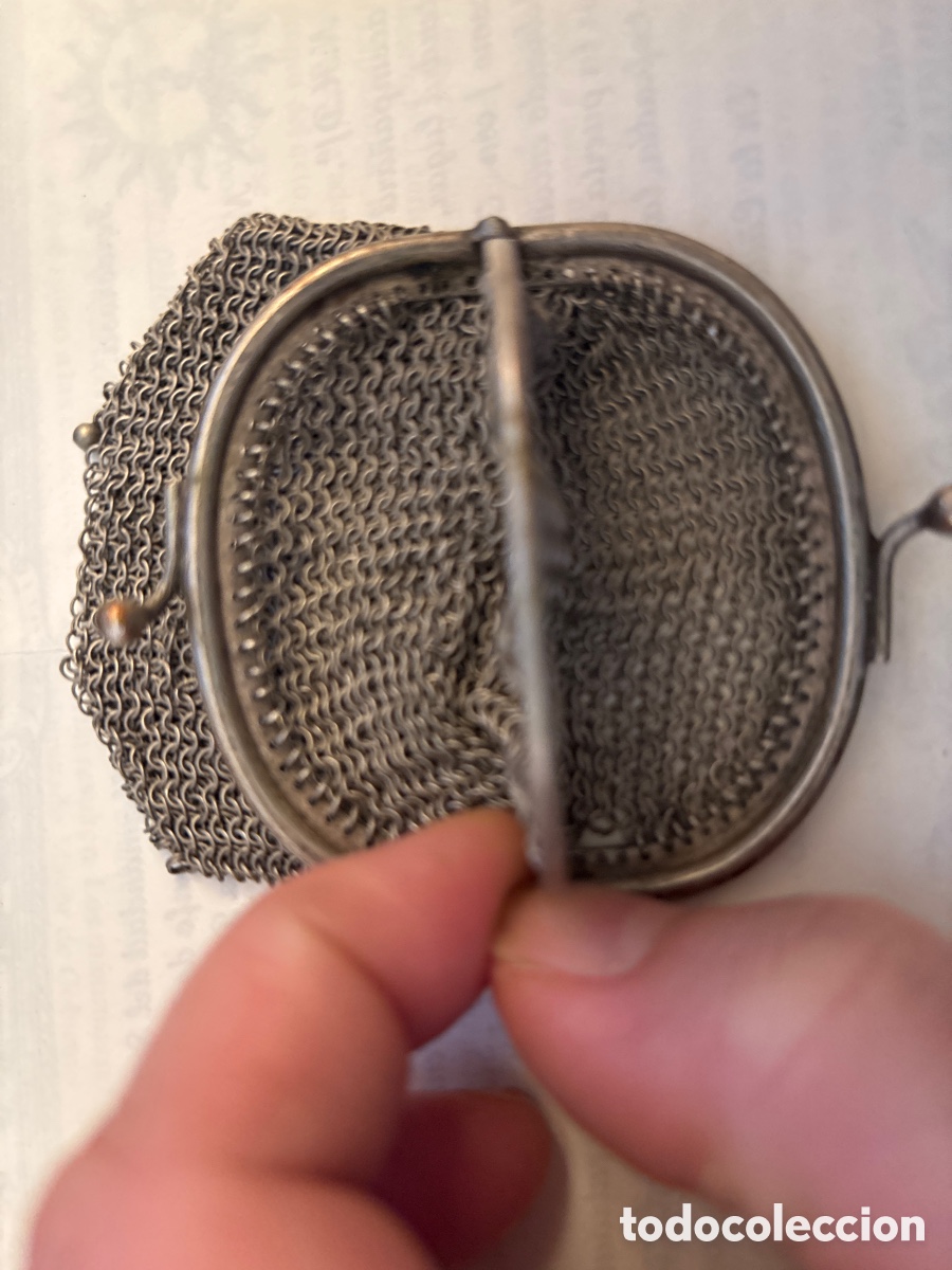 Material numism&aacute;tico: Antiguo monedero de plata de 2 compartimentos - Foto 4