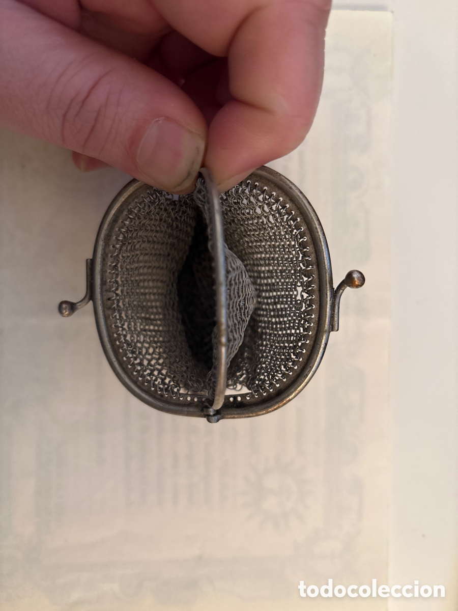 Material numism&aacute;tico: Antiguo monedero de plata de 2 compartimentos - Foto 5