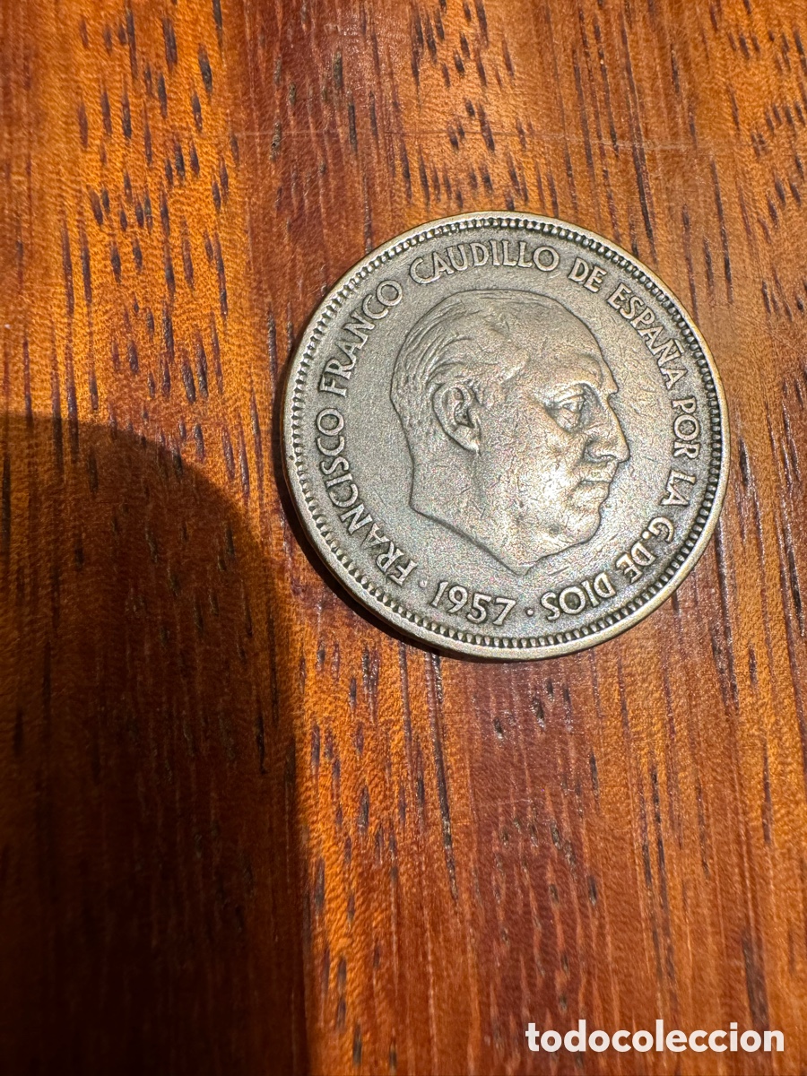 Material numism&aacute;tico: Moneda 25 pesetas 1957 estrella 59 - Foto 2