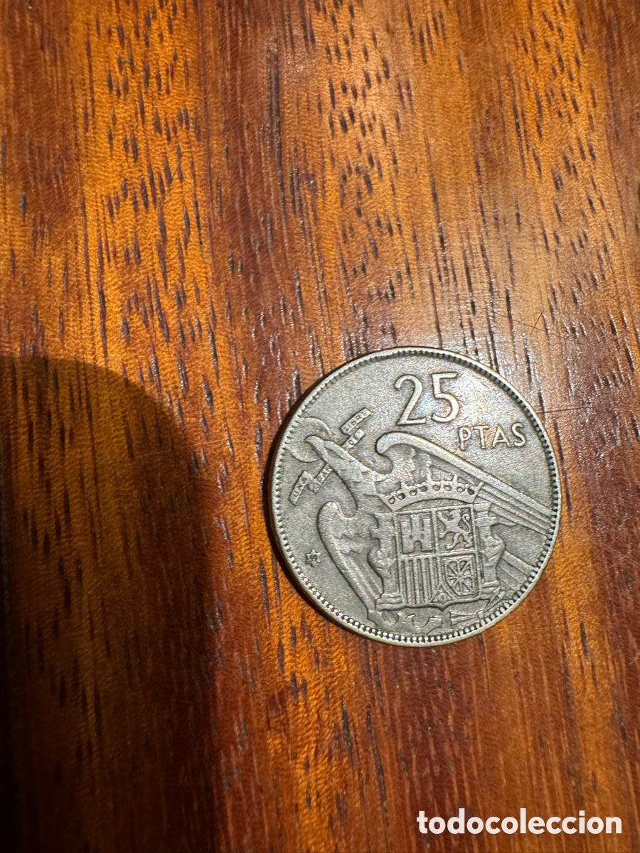 Material numism&aacute;tico: Moneda 25 pesetas 1957 estrella 59 - Foto 1
