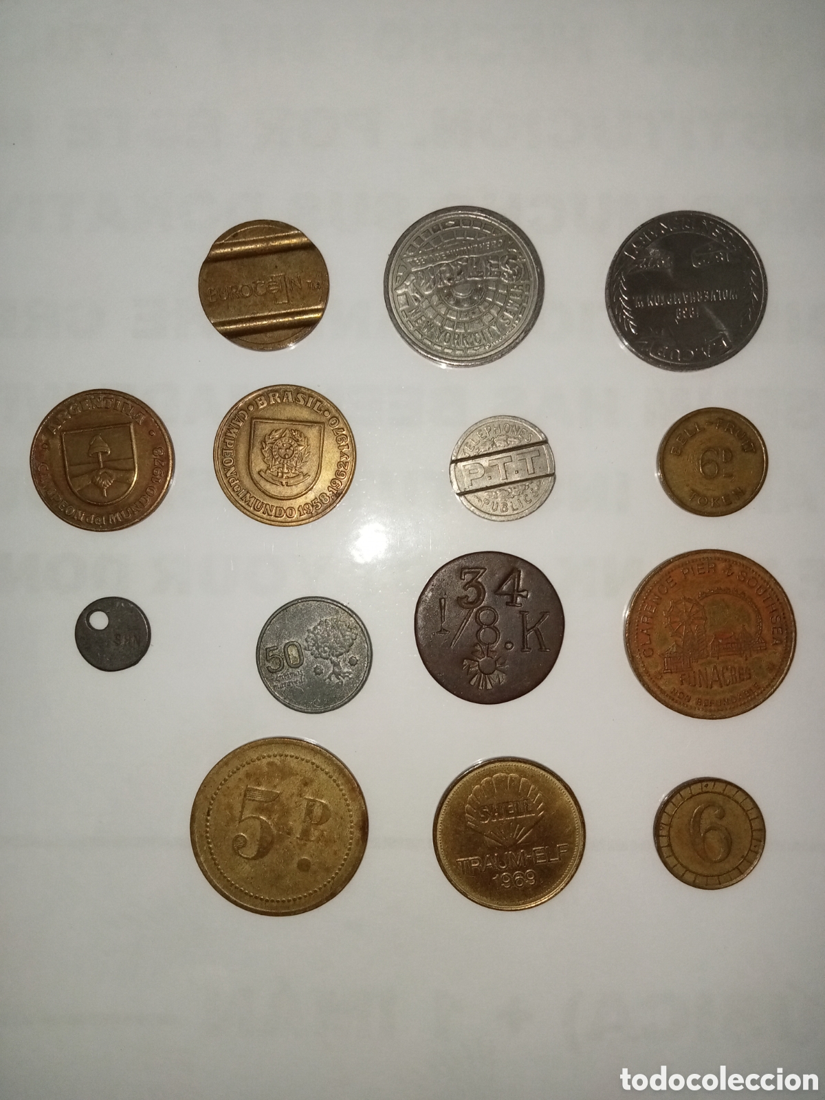 Material numism&aacute;tico: Moneda token fichas dinero antiguos - Foto 2