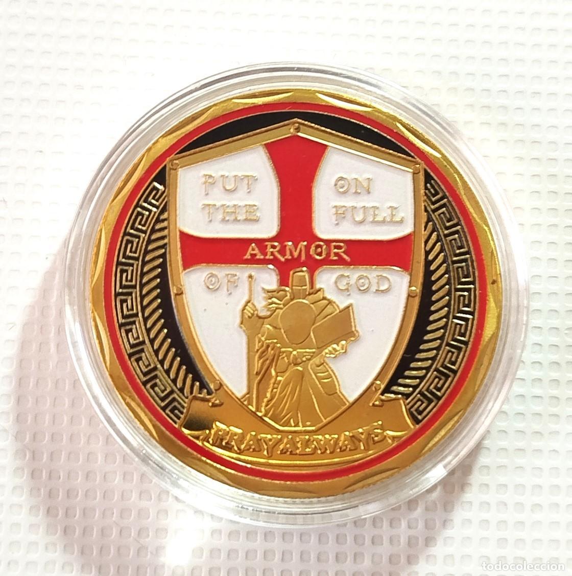 Material numism&aacute;tico: MEDALLA . MONEDA CONMEMORATIVA . ESCUDO DE DIOS . TEMPLARIOS - Foto 1