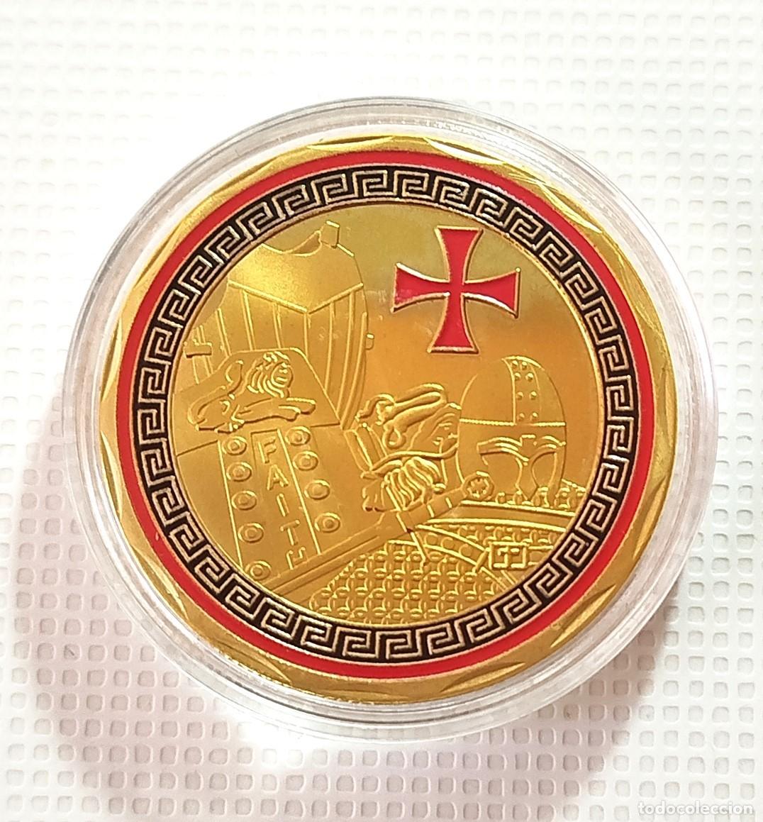 Material numism&aacute;tico: MEDALLA . MONEDA CONMEMORATIVA . ESCUDO DE DIOS . TEMPLARIOS - Foto 2