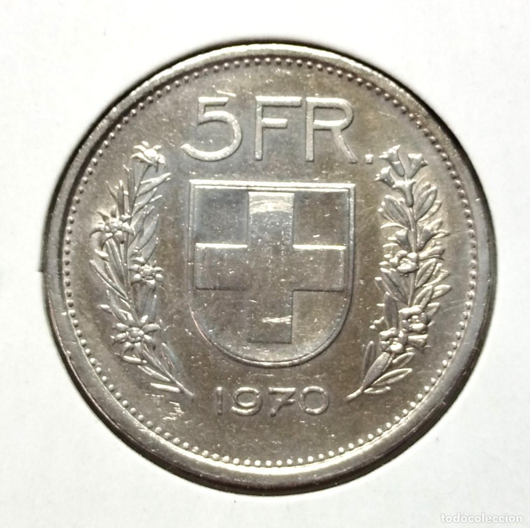 Material numism&aacute;tico: EUROPA . SUIZA . 5 FRANCOS 1970 - Foto 2