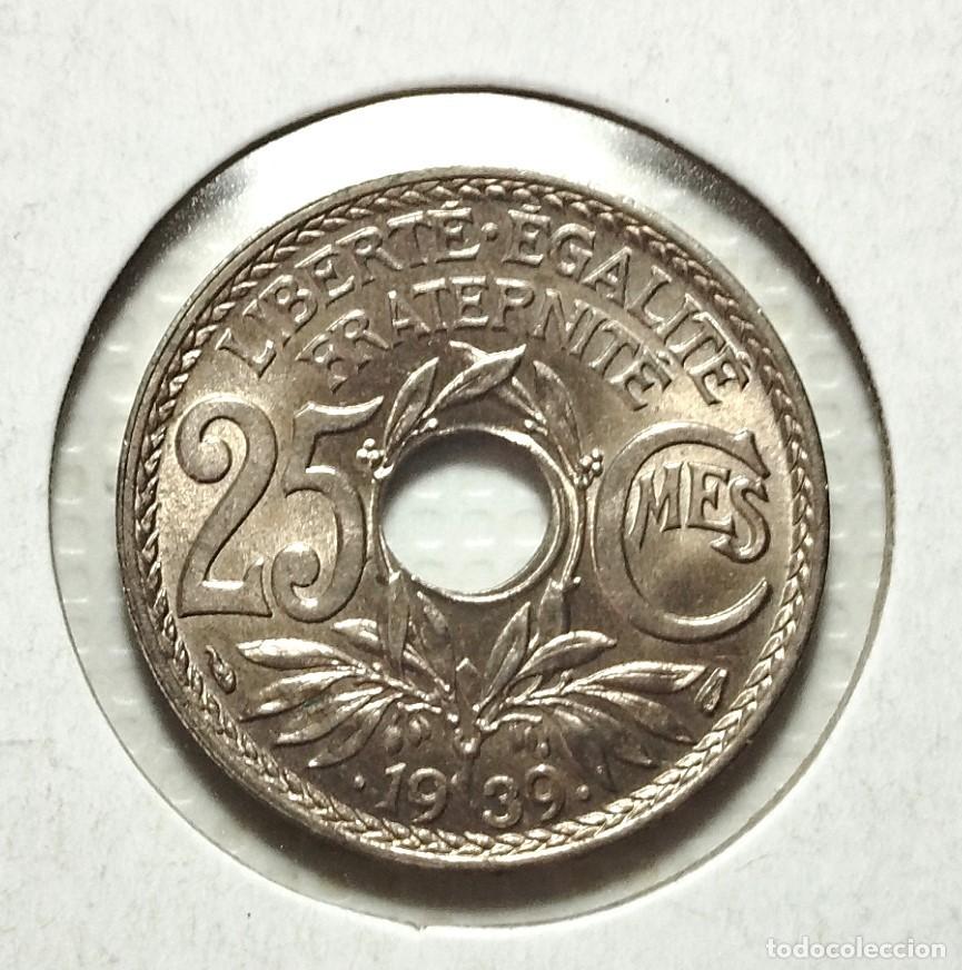Material numism&aacute;tico: EUROPA . FRANCIA . 25 CENTIMES 1939 . SIN CIRCULAR - Foto 2