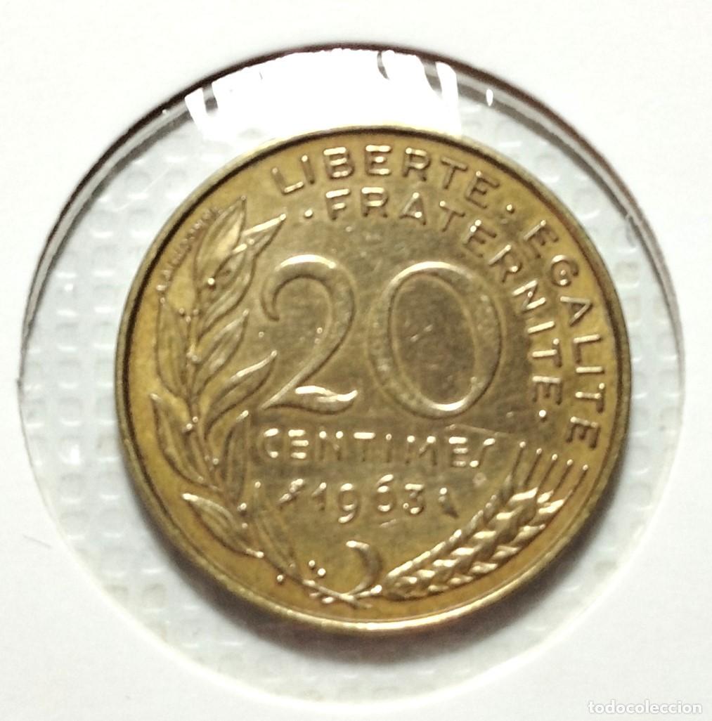 Material numism&aacute;tico: EUROPA . FRANCIA . 20 CENTIMES 1963 . EXCELENTE - Foto 2
