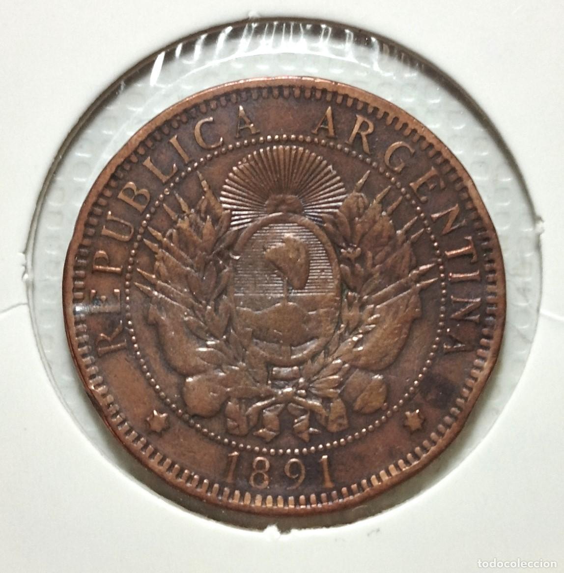 Material numism&aacute;tico: AMERICA . ARGENTINA . 2 CENTAVOS 1891 . - Foto 2