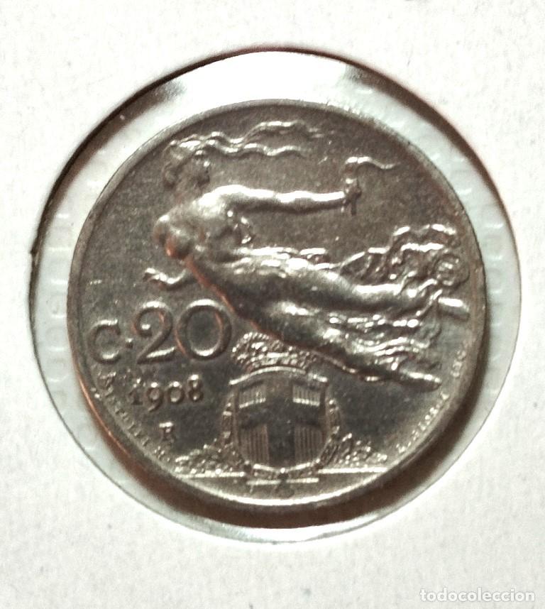 Material numism&aacute;tico: EUROPA . ITALIA . 20 CENTS 1908 - Foto 2