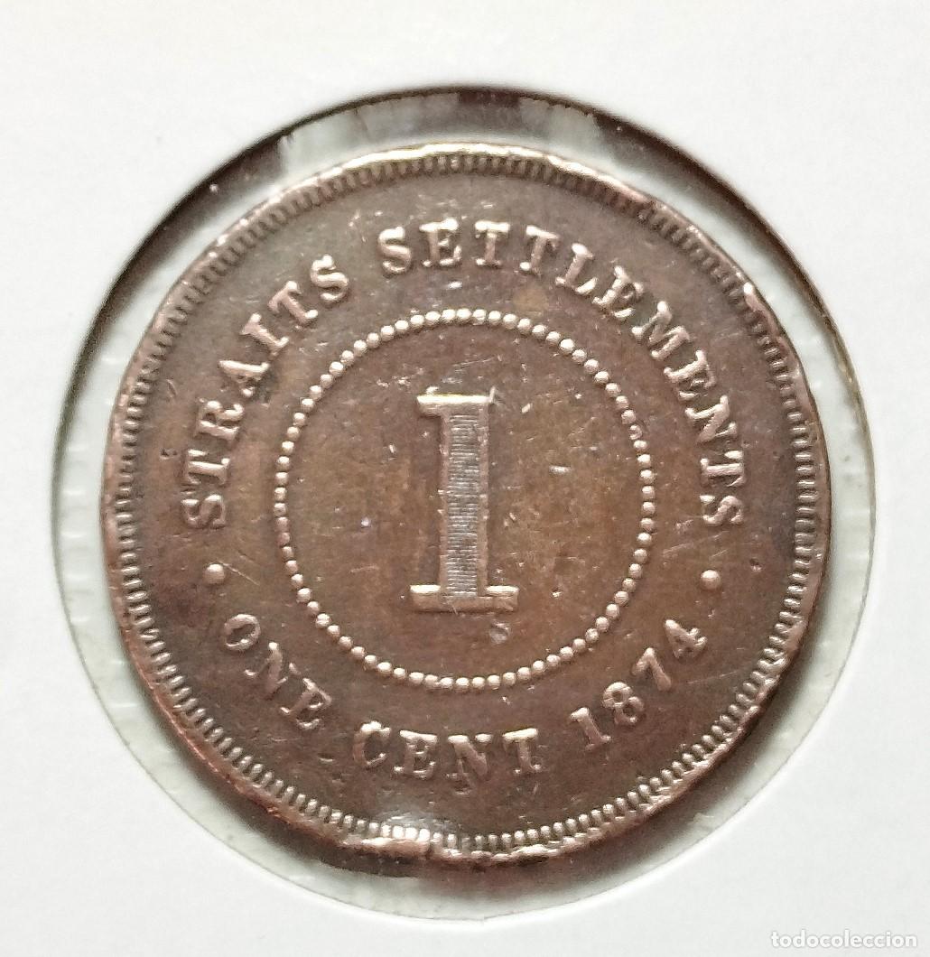Material numism&aacute;tico: ASIA . SETTLEMENTS . 1 CENT 1874 - Foto 2