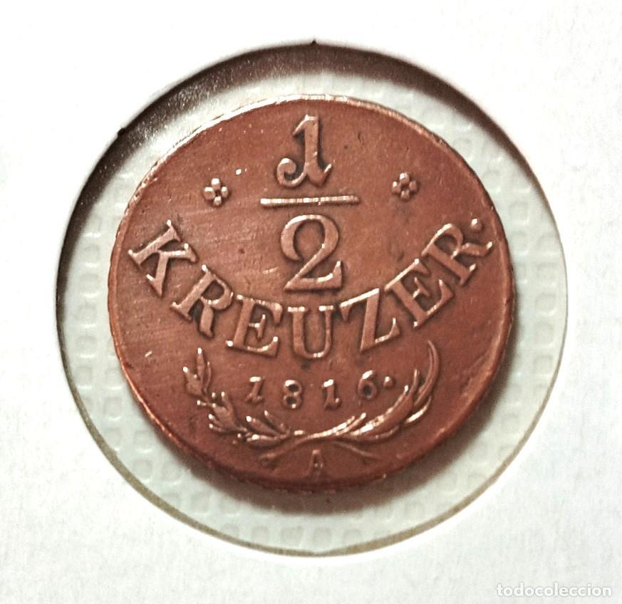 Material numism&aacute;tico: EUROPA . AUSTRIA . 1/2 KREUZER 1816 - Foto 2