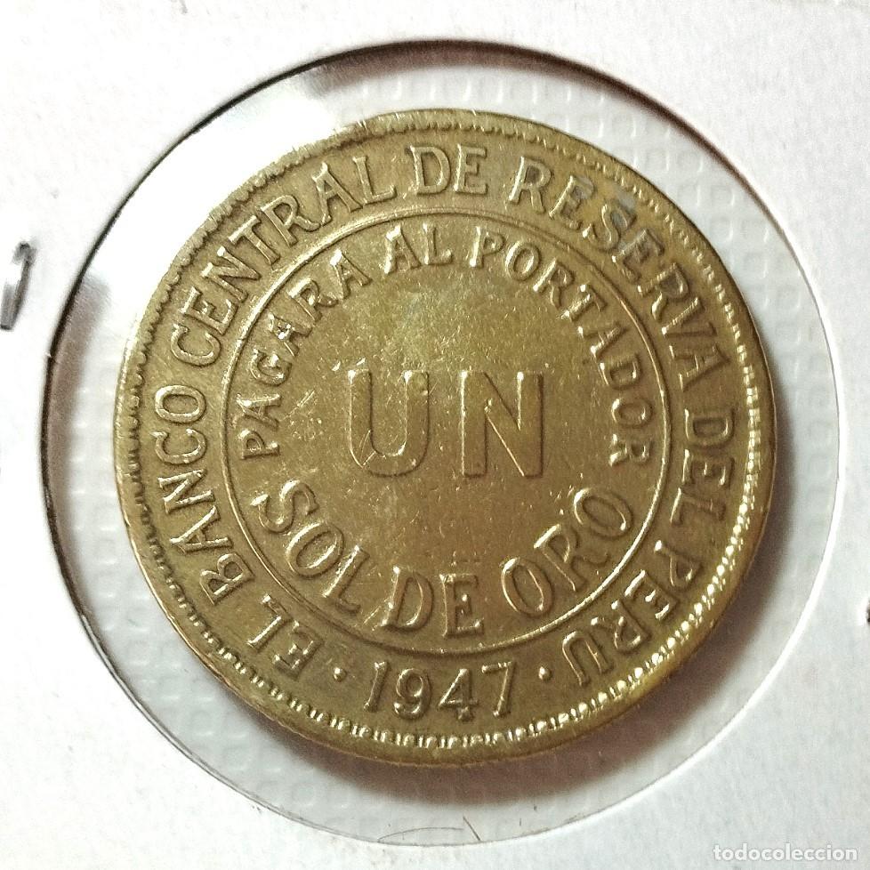 Material numism&aacute;tico: AMERICA . PER&Uacute; , 1 NUEVO SOL 1947. EXCELENTE - Foto 2