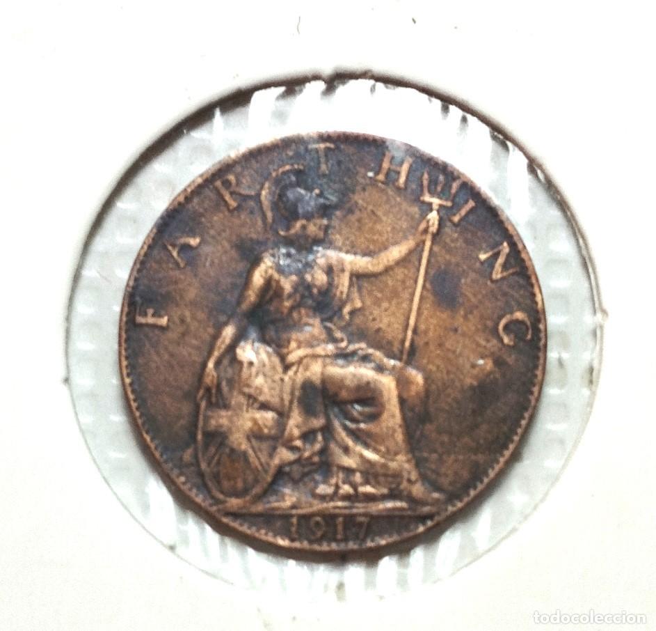Material numism&aacute;tico: EUROPA . INGLATERRA , GEORGIUS V . FARTHING 1917 - Foto 2