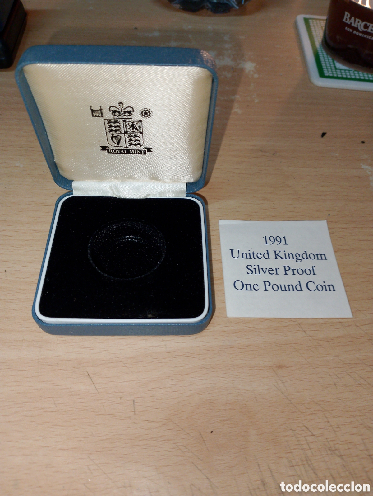 Material numism&aacute;tico: Estuche caja vacio para moneda one pound UK 1991 - Foto 1